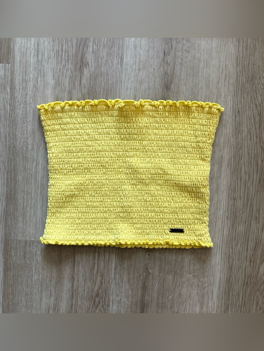 2000s Hollister Yellow Crop Tube Top with Ruffles Size Small